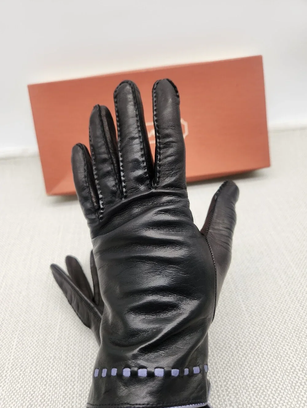 Coach Size 7 Gloves Vintage Black Leather Silk Lined Made In Italy
